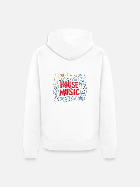 House Music Design mit Noten. - Unisex Premium Bio Zip Hoodie - Weiß