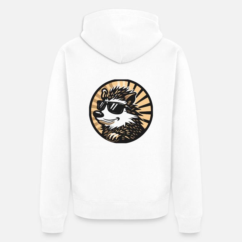 Igel Comic Cool - Unisex Premium Bio Zip Hoodie - Weiß