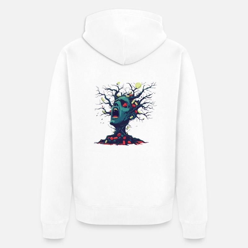 Cauchemar de l’arbre à pilules - Veste à capuche bio Premium Unisexe - blanc