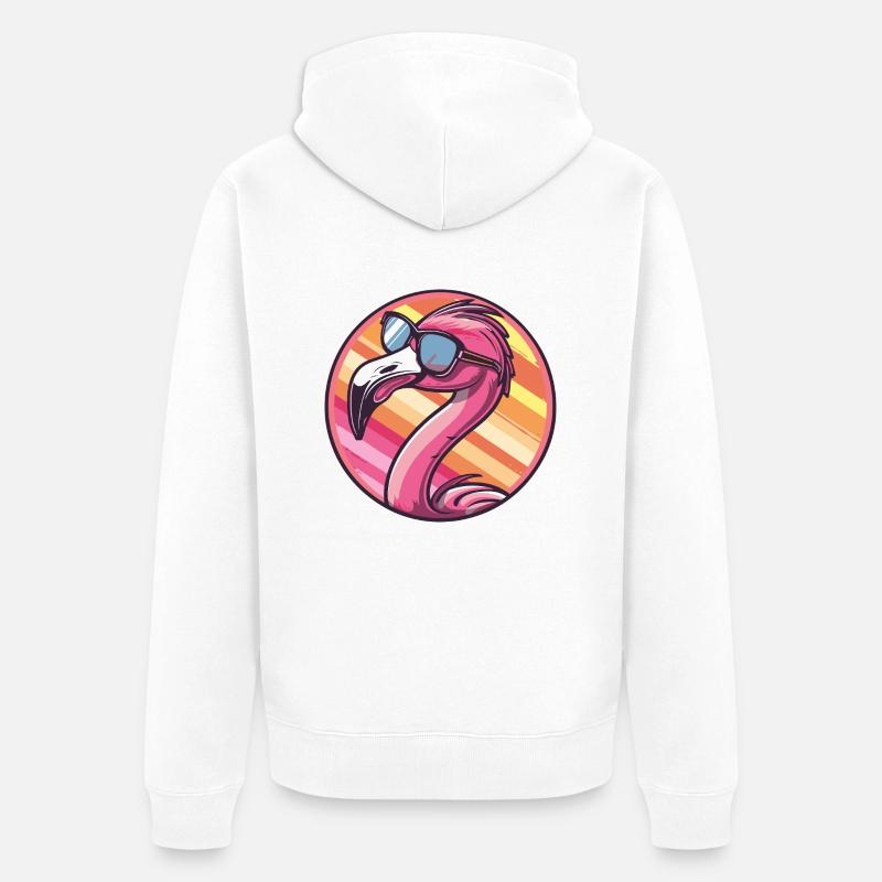 Flamingo Bande Dessinée Cool - Veste à capuche bio Premium Unisexe - blanc