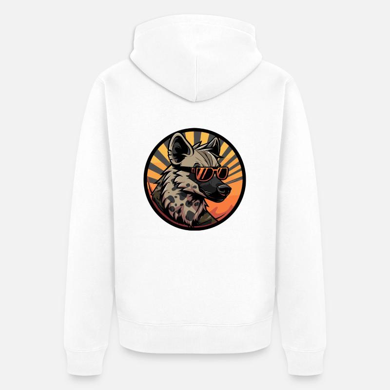 Hyène Bande Dessinée Cool - Veste à capuche bio Premium Unisexe - blanc