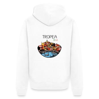 Tropea Kalabrien Italien - Unisex Premium Bio Zip Hoodie - Weiß - Hinten - Thijin (182cm)