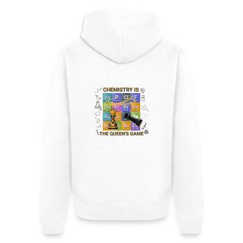 Chemistry Is the Queen’s Game T-Shirt – Periodic - Unisex Premium Organic Zip Hoodie - white - Back - Thijin (182cm)