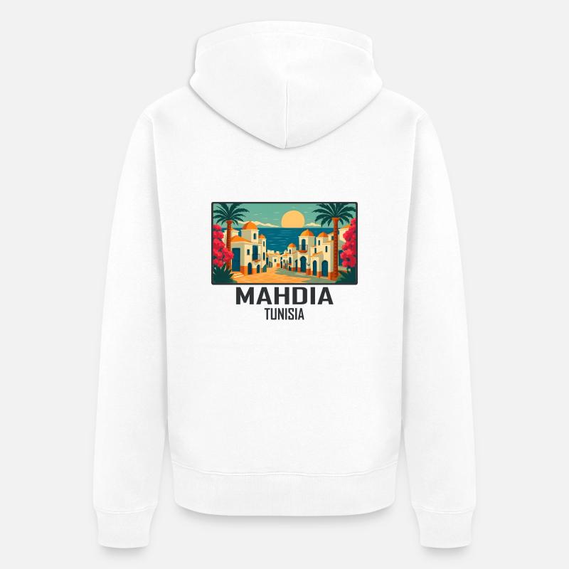 Mahdia Tunisie - Veste à capuche bio Premium Unisexe - blanc