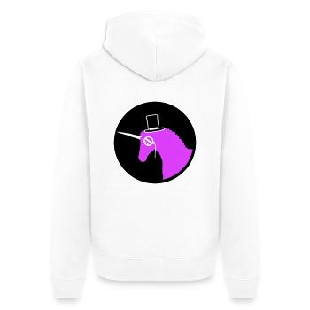 Licorne Sir Gentleman Mr. Rich Monocle Chapeau haut de forme - Veste à capuche bio Premium Unisexe - blanc - Dos - Thijin (182cm)