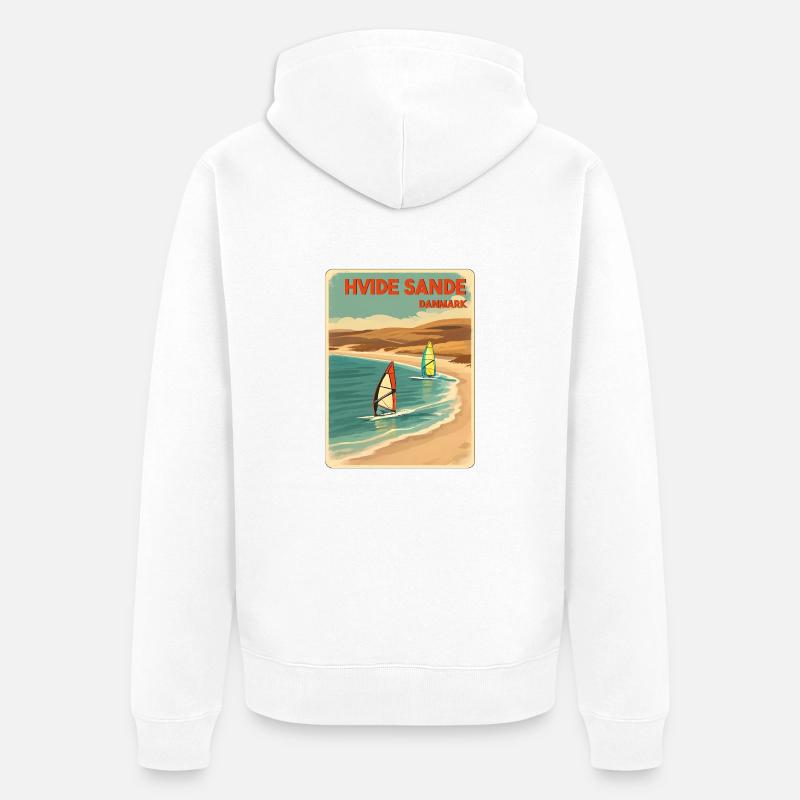Hvide Sande, alternativement, Danemark - Veste à capuche bio Premium Unisexe - blanc