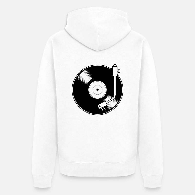Disque vinyle rétro motif minimal - Veste à capuche bio Premium Unisexe - blanc
