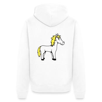 Pferd Süß Pony Fohlen Pferdemädchen Niedlich Comic - Unisex Premium Bio Zip Hoodie - Weiß - Hinten - Thijin (182cm)