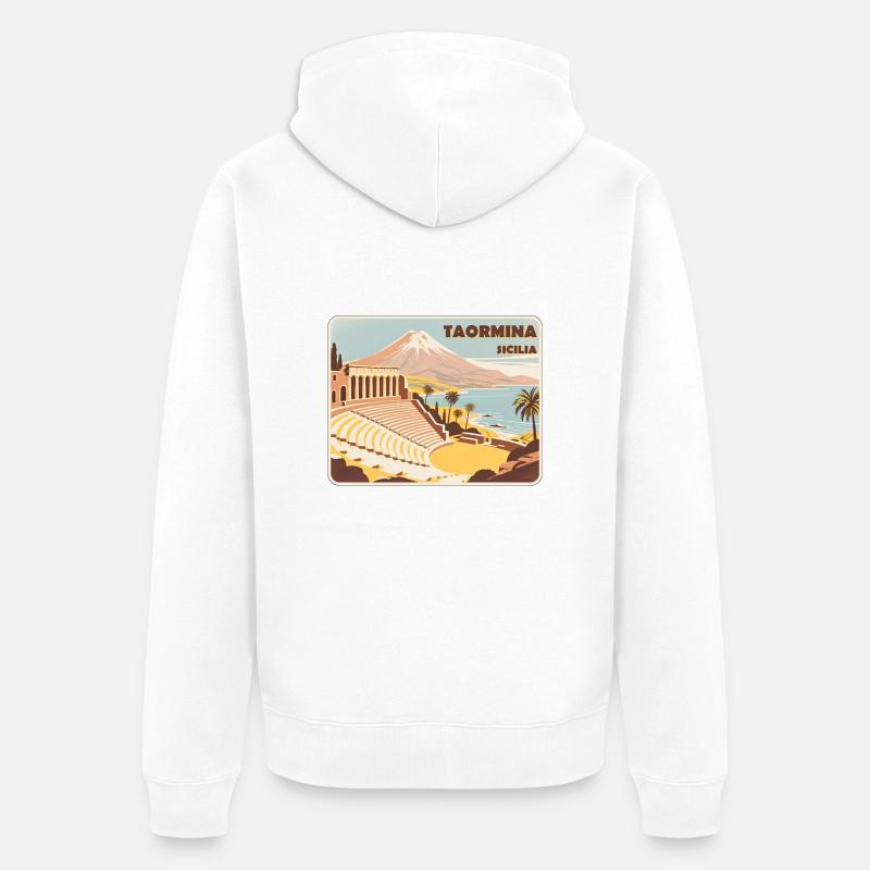 Taormina, Sicile - Veste à capuche bio Premium Unisexe - blanc