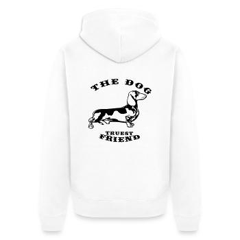 Hund Spruch Tier Katze Hunde Dog Dackel Peanuts - Unisex Premium Bio Zip Hoodie - Weiß - Hinten - Thijin (182cm)
