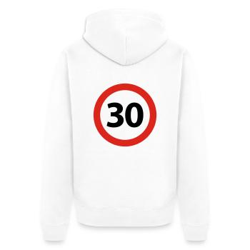 30. Geburtstag - Unisex Premium Bio Zip Hoodie - Weiß - Hinten - Thijin (182cm)