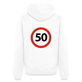 50 Birthday - Unisex Premium Organic Zip Hoodie - white - Back - Thijin (182cm)
