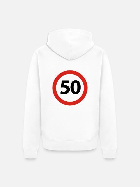 50 Urodziny - Ekologiczna rozpinana bluza z kapturem Premium unisex - biały