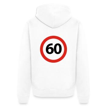 60. Geburtstag - Unisex Premium Bio Zip Hoodie - Weiß - Hinten - Thijin (182cm)