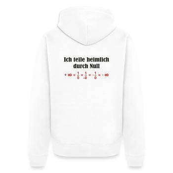 durch Null - Unisex Premium Bio Zip Hoodie - Weiß - Hinten - Thijin (182cm)