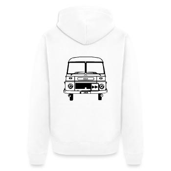 DDR - Bus - Robur - Kinobus - Jugendkulturring - Unisex Premium Bio Zip Hoodie - Weiß - Hinten - Thijin (182cm)