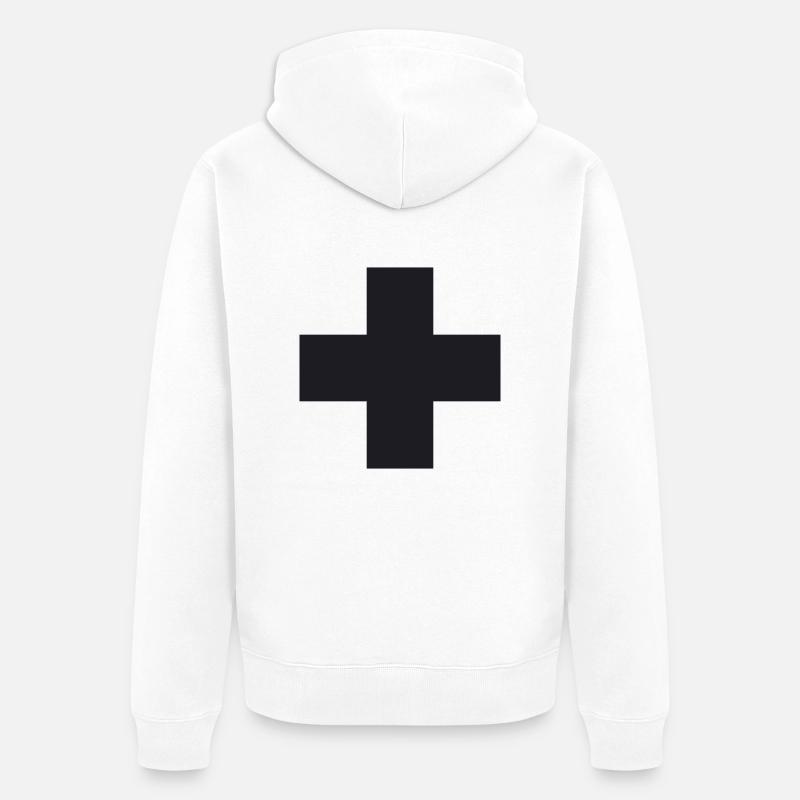 croix / cross (Plus, 1c) - Veste à capuche bio Premium Unisexe - blanc