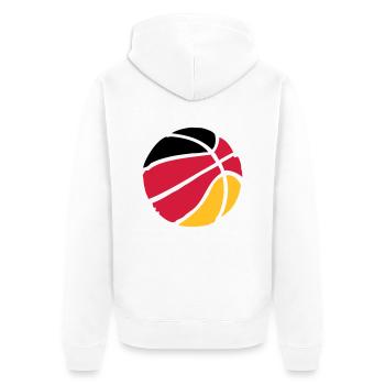 Basketball Deutschland Nationalmannschaft - Unisex Premium Bio Zip Hoodie - Weiß - Hinten - Thijin (182cm)