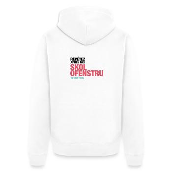 T-Shirt col v "Skol Ofenstru" - Veste à capuche bio Premium Unisexe - blanc - Dos - Thijin (182cm)
