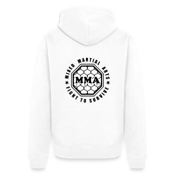 MMA - Mixed Martial Arts - Fight to survive - Unisex Premium Bio Zip Hoodie - Weiß - Hinten - Thijin (182cm)