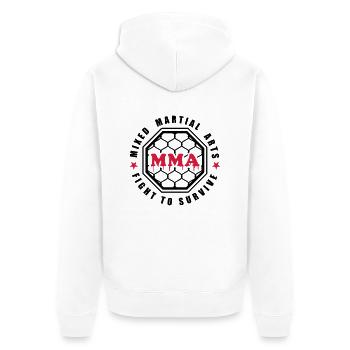 MMA - Mixed Martial Arts - Fight to survive - Unisex Premium Bio Zip Hoodie - Weiß - Hinten - Thijin (182cm)