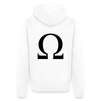 Omega - Unisex Premium Bio Zip Hoodie - Weiß - Hinten - Thijin (182cm)