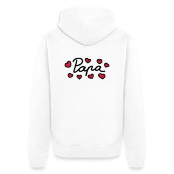 Papa - Herz - 2 - Unisex Premium Bio Zip Hoodie - Weiß - Hinten - Thijin (182cm)