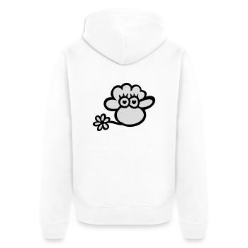 Verliebtes Schaf Kopf 2farbig - Unisex Premium Bio Zip Hoodie - Weiß - Hinten - Thijin (182cm)