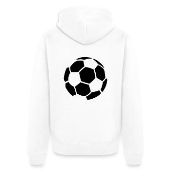 Fußball - weiß - Unisex Premium Bio Zip Hoodie - Weiß - Hinten - Thijin (182cm)