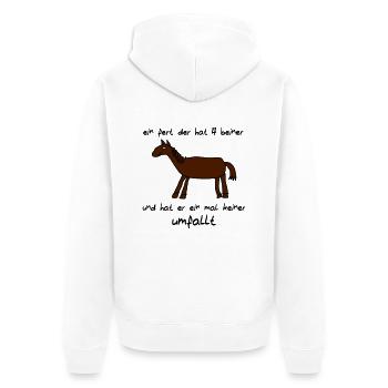 ein fert der hat 4 beiner - Unisex Premium Bio Zip Hoodie - Weiß - Hinten - Thijin (182cm)