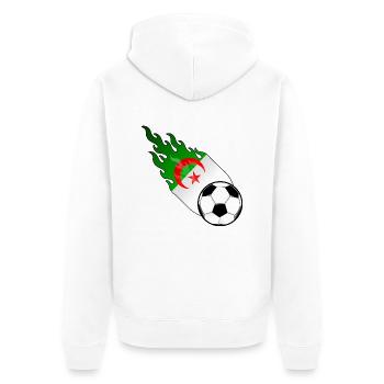 Fireball Fußball Algerien - Unisex Premium Bio Zip Hoodie - Weiß - Hinten - Thijin (182cm)