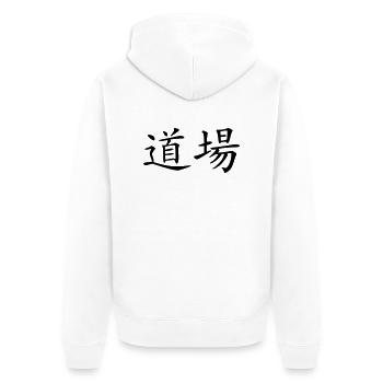dojo - Unisex Premium Bio Zip Hoodie - Weiß - Hinten - Thijin (182cm)