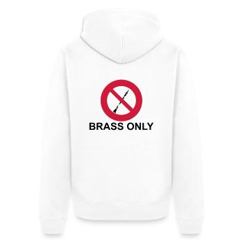 Brass Only - Unisex Premium Bio Zip Hoodie - Weiß - Hinten - Thijin (182cm)