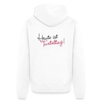 Heute ist Turteltag - Unisex Premium Bio Zip Hoodie - Weiß - Hinten - Thijin (182cm)