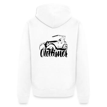 Oldtimer - Unisex Premium Bio Zip Hoodie - Weiß - Hinten - Thijin (182cm)