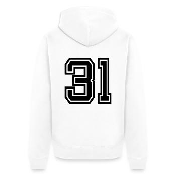 31 - Unisex Premium Bio Zip Hoodie - Weiß - Hinten - Thijin (182cm)