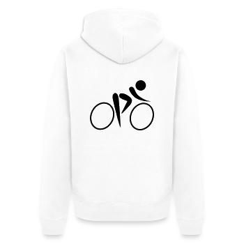 cycling os - Unisex Premium Bio Zip Hoodie - Weiß - Hinten - Thijin (182cm)