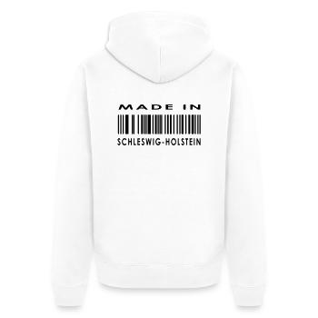 Made in Schleswig-Holstein - Unisex Premium Bio Zip Hoodie - Weiß - Hinten - Thijin (182cm)