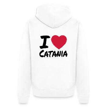 I Love Catania - Unisex Premium Bio Zip Hoodie - Weiß - Hinten - Thijin (182cm)