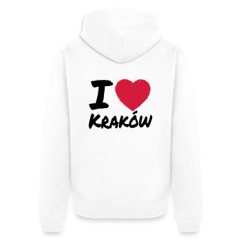 I Love Krakow - Unisex Premium Bio Zip Hoodie - Weiß - Hinten - Thijin (182cm)