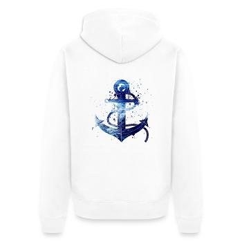 Anker - Unisex Premium Bio Zip Hoodie - Weiß - Hinten - Thijin (182cm)