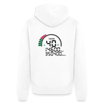 years 40 years anniversary meter - Unisex Premium Organic Zip Hoodie - white - Back - Thijin (182cm)
