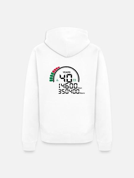 years 40 years anniversary meter - Unisex Premium Organic Zip Hoodie - white