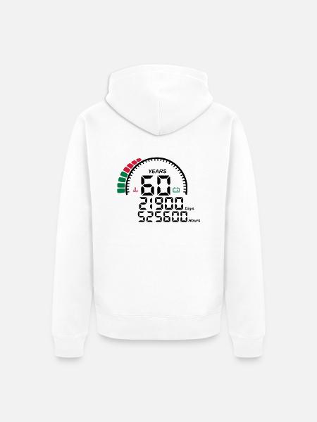 compteur anniversaire years ans 60 - Veste à capuche bio Premium Unisexe - blanc