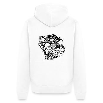 V8_Motor - Unisex Premium Bio Zip Hoodie - Weiß - Hinten - Thijin (182cm)