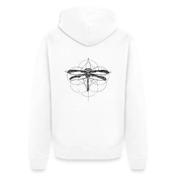Libelle - Unisex Premium Bio Zip Hoodie - Weiß - Hinten - Thijin (182cm)