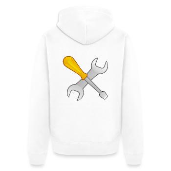 Schraubenzieher Schlüssel - Unisex Premium Bio Zip Hoodie - Weiß - Hinten - Thijin (182cm)