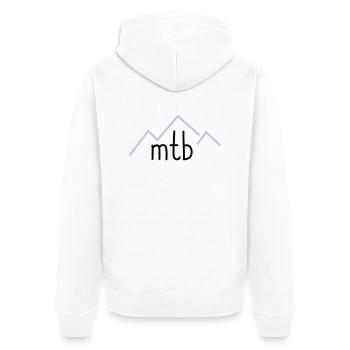 mtb text + berge - Unisex Premium Bio Zip Hoodie - Weiß - Hinten - Thijin (182cm)
