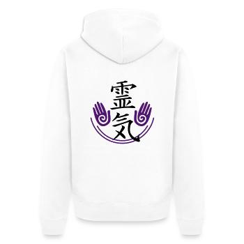 Reiki - Energy - Unisex Premium Bio Zip Hoodie - Weiß - Hinten - Thijin (182cm)
