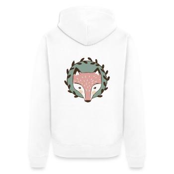 Fuchsportrait - Unisex Premium Bio Zip Hoodie - Weiß - Hinten - Thijin (182cm)